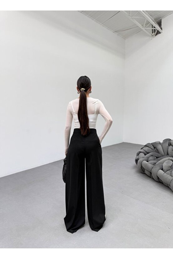 230 Gr Poly Viscose Full Lycra Pileli Palazzo Pantolon