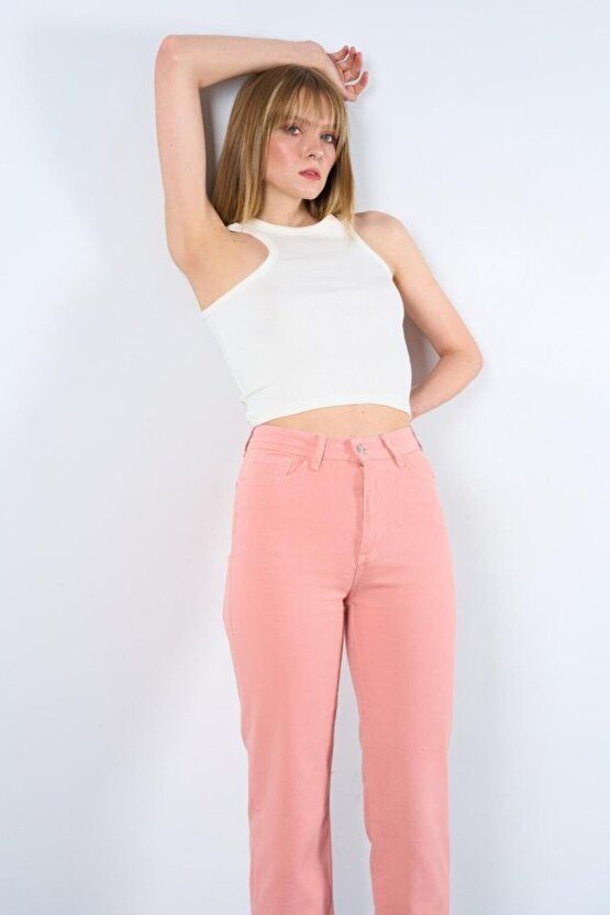 Edolika Strong Düz Pantolon - Pudra