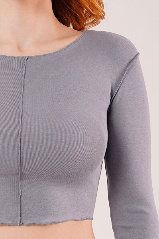 munn collection Ters Dikişli Basic Antrasit Body Bluz