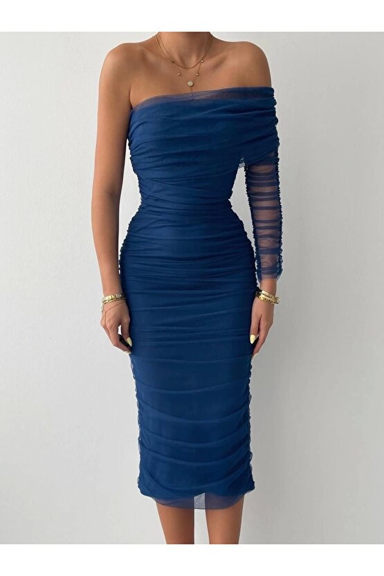 Polack Tek Omuz Tül Elbise