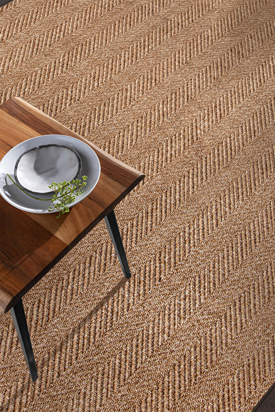 0503-Antrasit Kumaş Bordür Sisal Halı Kilim Hav Toz Vermez Kolay Temizlenen Hasır Kilim