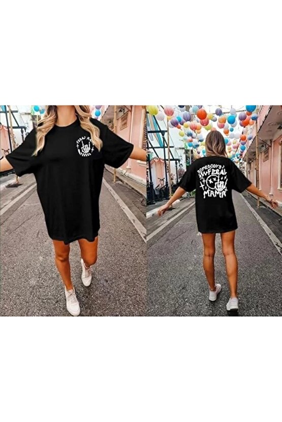 Bisiklet Yaka Baskılı Tshirt  iyah