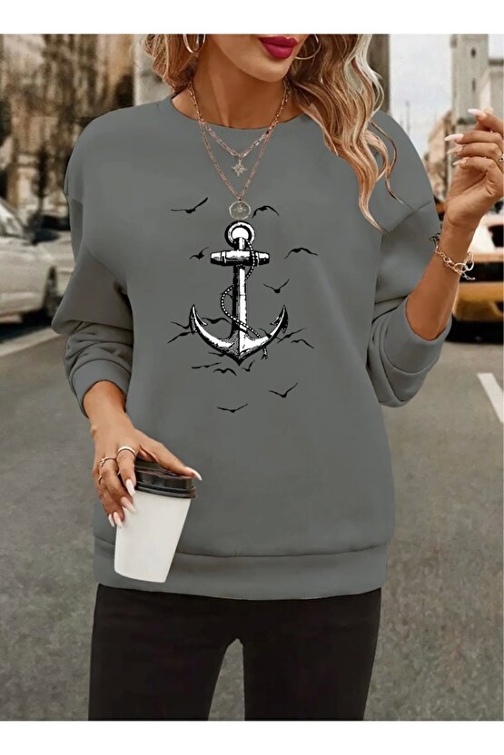 Kadın Uzun Kollu Bisiklet Yaka Desenli Viskon Iki Iplik Bluz