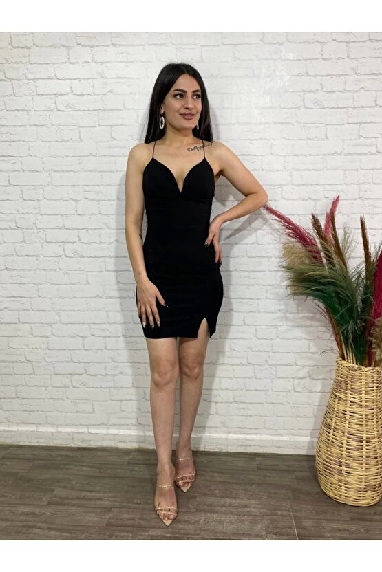 Kadın Derin V Yaka ırt Dekolteli Fırsat Ürün ini Elbise