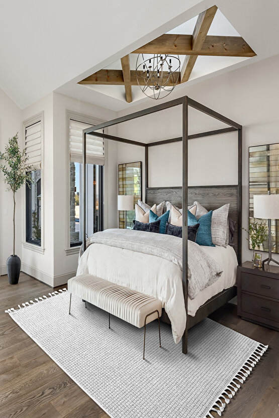 Mumbai 256 Bej - Beyaz Yumuşak Dokulu Halı Kilim Salon Mutfak Koridor  Yolluk Dokuma Makine Halısı