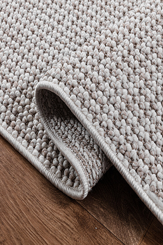 Mumbai 256 Bej - Beyaz Yumuşak Dokulu Halı Kilim Salon Mutfak Koridor  Yolluk Dokuma Makine Halısı