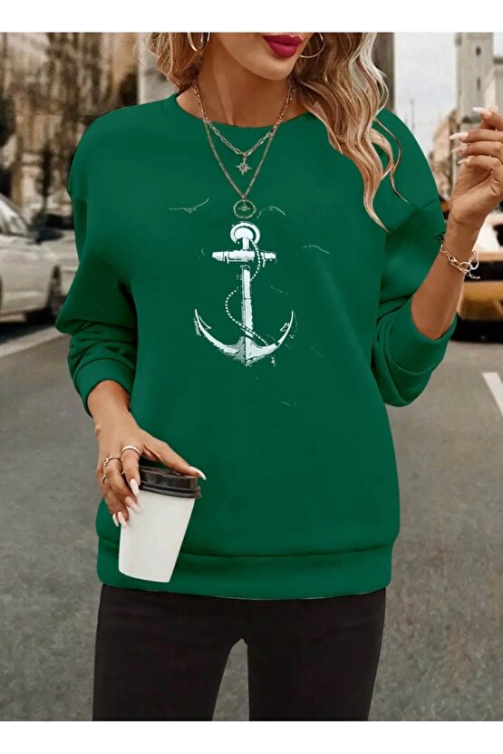 Kadın Uzun Kollu Bisiklet Yaka Desenli Viskon Iki Iplik Bluz