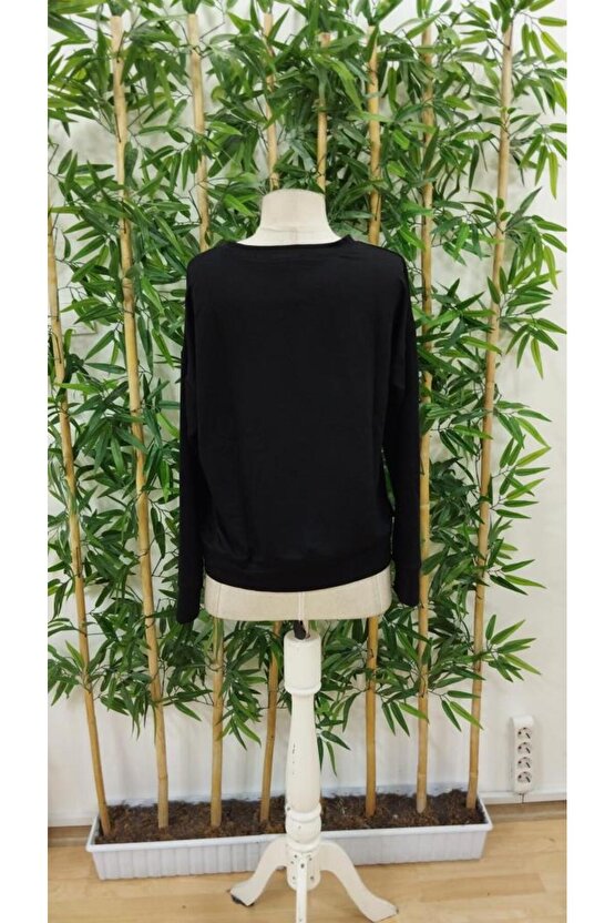 Kadın Uzun Kollu Bisiklet Yaka Desenli Viskon Iki Iplik Bluz