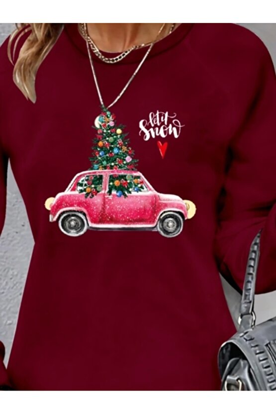 Kadın Uzun Kollu Bisiklet Yaka Desenli Viskon Iki Iplik Elbise