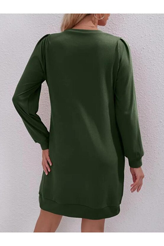 Kadın Uzun Kollu Bisiklet Yaka Iki Iplik Elbise