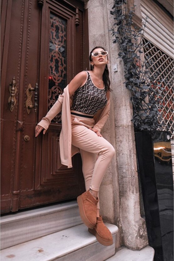 Edolika Kadın Uzun Kollu Krep üçlü Takım