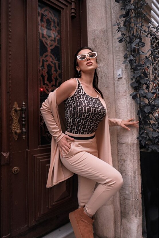 Edolika Kadın Uzun Kollu Krep üçlü Takım