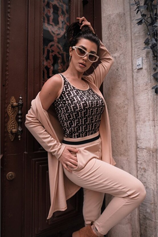 Edolika Kadın Uzun Kollu Krep üçlü Takım