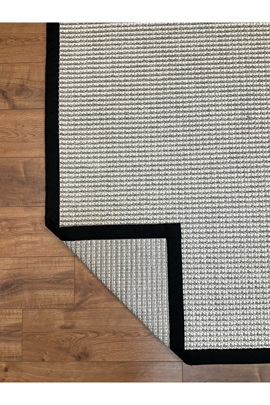 Kumaş Bordür Gri Bukle Siyah Bordür  Halı Salon Koridor Mutfak Çocuk Odası Halısı  Kilim S270