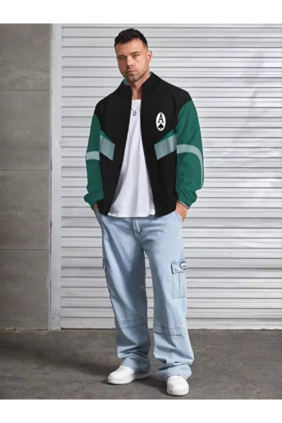 MDB Unisex Uzun Kollu Paraşüt Kumaş Rüzgarlik iyah