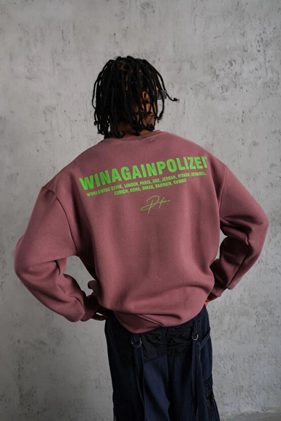 Erkek Baskılı Sweat - Gül Kurusu