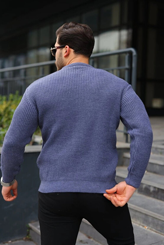 Erkek Bisiklet Yaka Örme Kazak