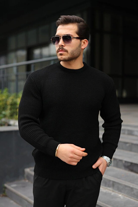 Erkek Bisiklet Yaka Örme Kazak