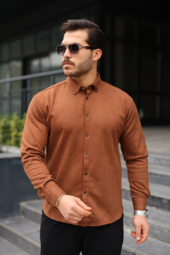 Erkek Uzun Kollu Süet Gömlek