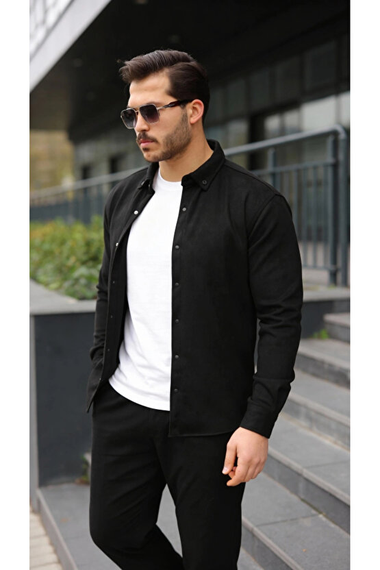 Erkek Uzun Kollu Süet Gömlek