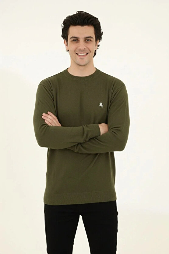 Erkek Bisiklet Yaka Nakış işlemeli Triko Kazak yumuşak dokulu Pamuklu ince Dokuma, uzun kollu Rahat