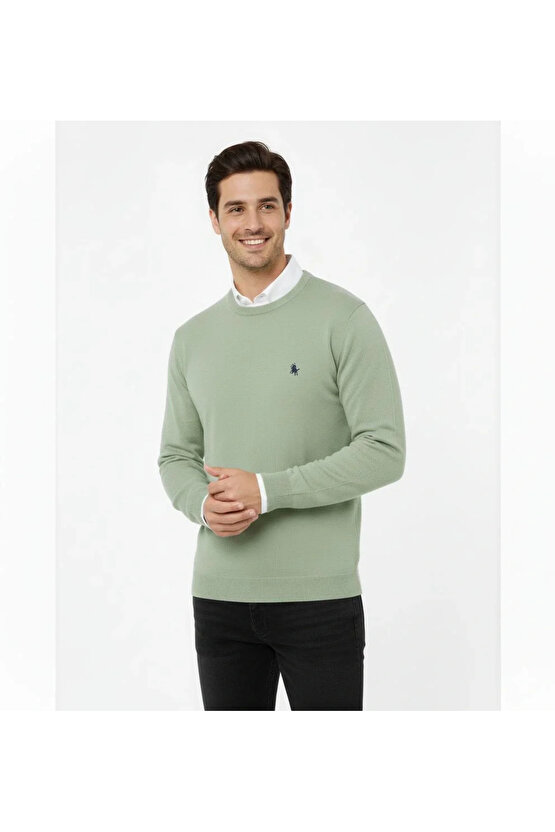 Erkek Bisiklet Yaka Nakış işlemeli Triko Kazak yumuşak dokulu Pamuklu ince Dokuma, uzun kollu Rahat