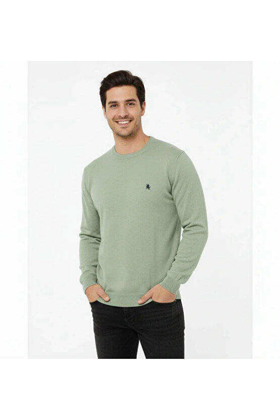 Erkek Bisiklet Yaka Nakış işlemeli Triko Kazak yumuşak dokulu Pamuklu ince Dokuma, uzun kollu Rahat