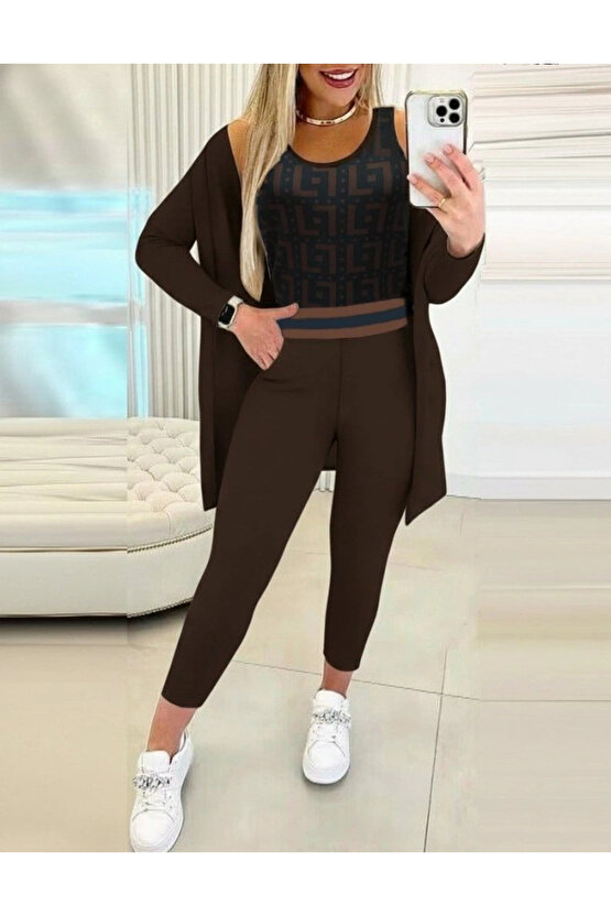 Kadın Uzun Kollu Krep üçlü Takım