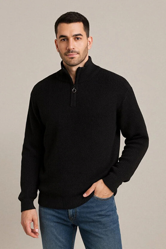 Erkek Fitilli Triko Kazak 3’lü Set – Mint Yeşili, Siyah, Füme Kalın Dokuma Pamuklu Regular Fit V Yak