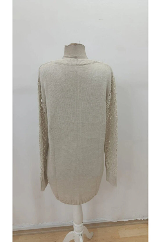 Kadın Uzun Kollu V Yakalı Mini Triko Elbise