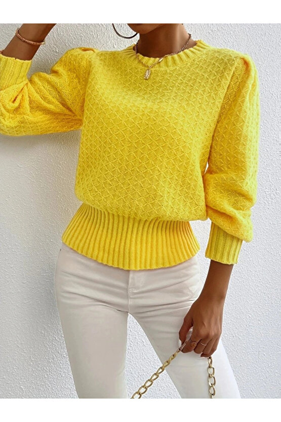 Kadın Uzun Kollu Bisiklet Yaka Triko Bluz