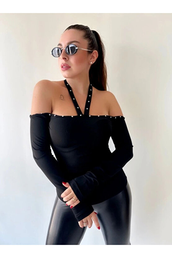 Kadın Halter Yaka Detay Bluz