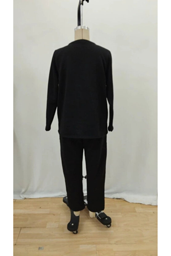 Kadın Uzun Kollu Yanları Nervurlu Viskon Iki Iplik Ve Pantolon Ikili Takım