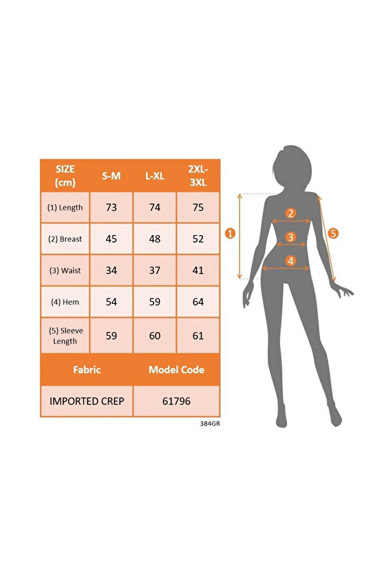 Kadın Uzun Kollu Geometrik Yakalı Belden Oturmalı Ithal Krep Bluz