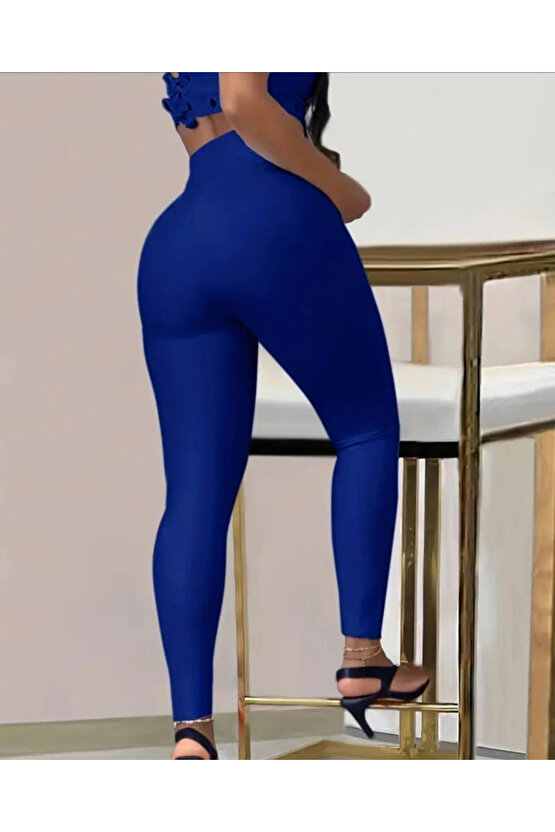 Kadın Yüksek Bel Belden Toka Detaylı Dalgıç Tayt