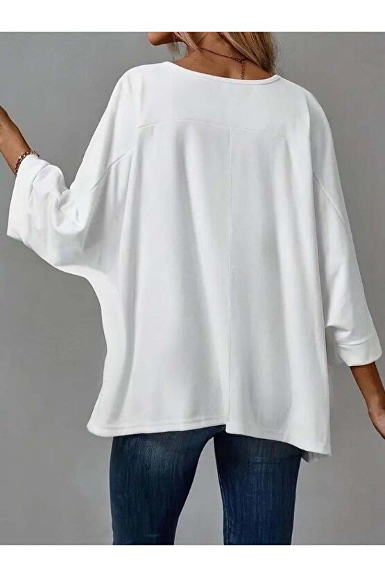 Kadın Truvakar Kollu Bisiklet Yaka Viskon Bluz