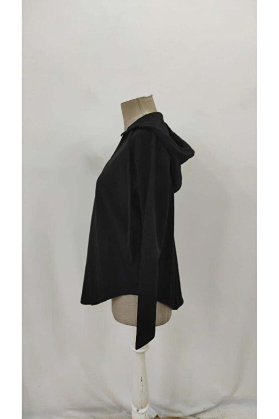 Kadın Uzun Kollu V Yakalı Kapşonlu Waffle Bluz