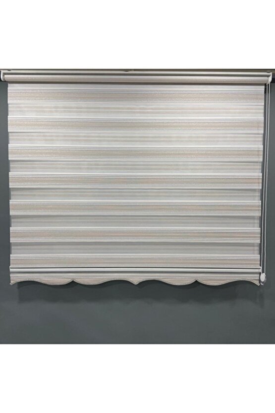 Zebra Stor Perde Açık Pudra Simli Lüx Etek Dilimli