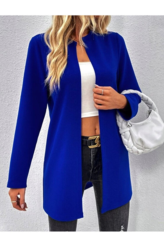 MDB Kadın Uzun Kollu önü Açık Uzun Modal Ceket