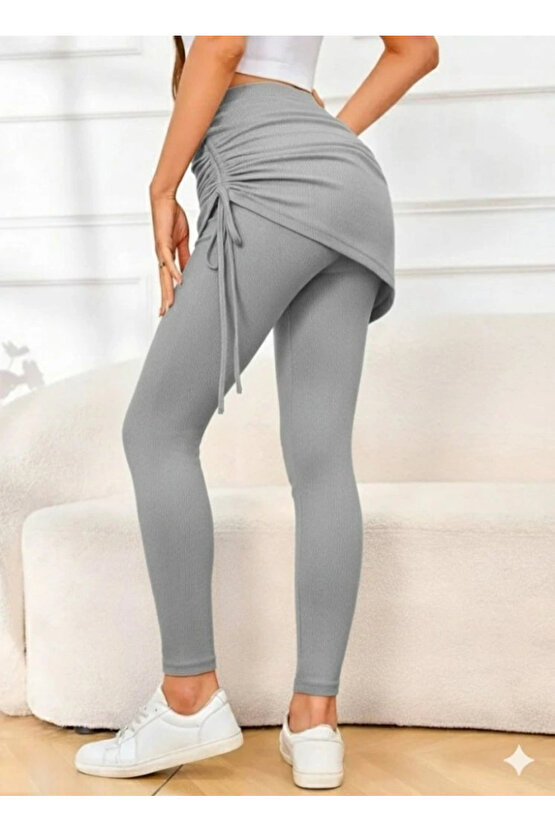 Kadın Yüksek Bel Yandan Büzgülü Alttan Uzun Kaşkorse Tayt Etek