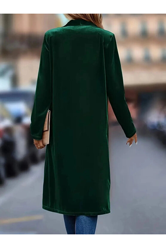 Kadın Uzun Kollu önü Açık Kolları Uzun Midi Ceket