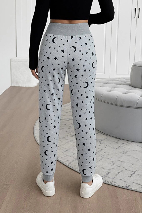 Kadın Yüksek Bel Bağcıklı Desenli Iki Iplik Pantolon