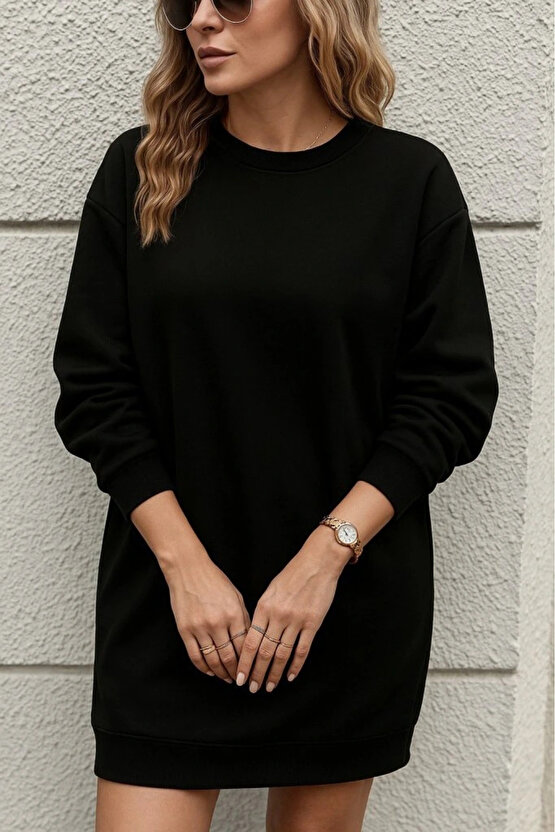 Kadın Uzun Kollu Bisiklet Yaka Iki Iplik Elbise