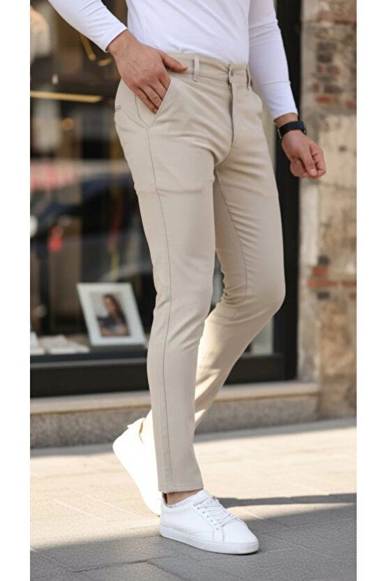 Erkek Slim Fit Likralı Gabardin Pantolon