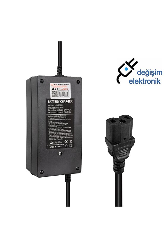 24 Volt 20 Amper C16 Erkek Uçlu Elektrikli Bisiklet Şarj Cihazı