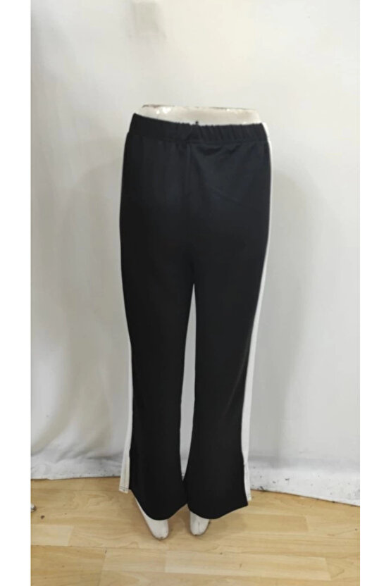 MDB Kadın Yüksek Bel Yan şerit Detaylı Yırtmaçlı Viskon Iki Iplik Pantolon