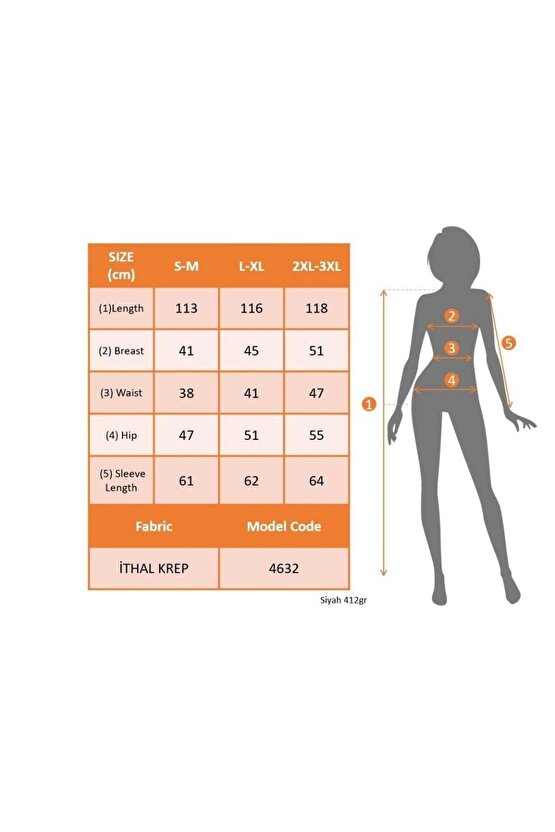Kadın Uzun Kollu Kalp Yakalı Midi Ithal Krep Elbise