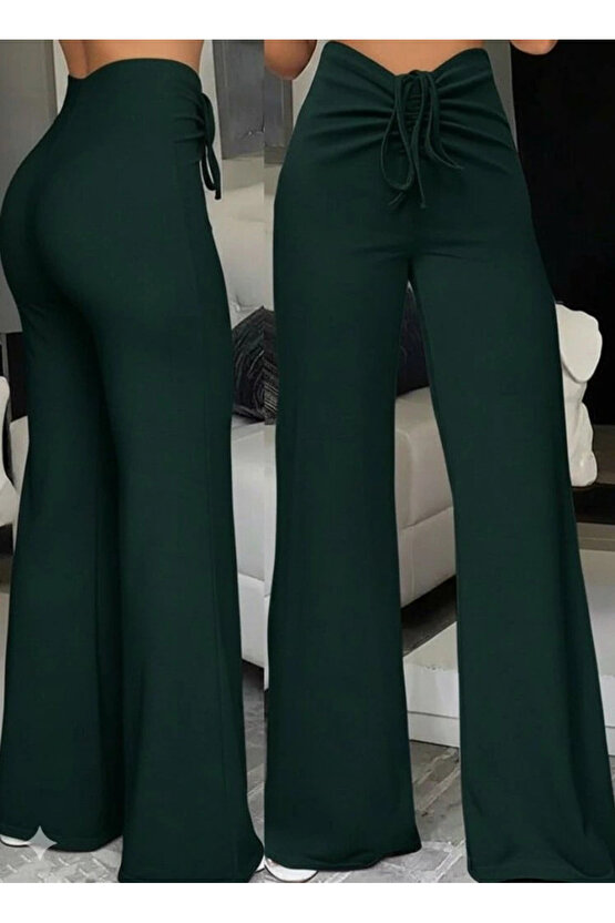 Kadın Yüksek Bel önden Büzgülü Ispanyol Ithal Krep Pantolon