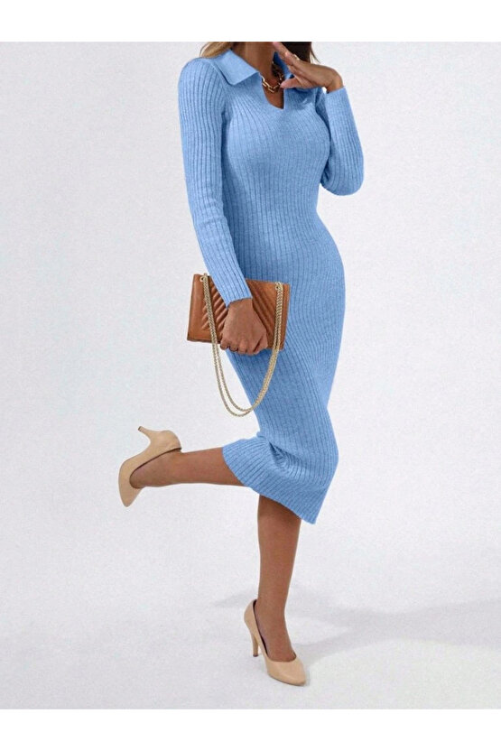 Kadın Siyah Triko Uzun Elbise