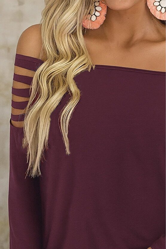 Kadın Uzun Lazer Kesik Detaylı Askılı Viskon Iki Iplik Bluz